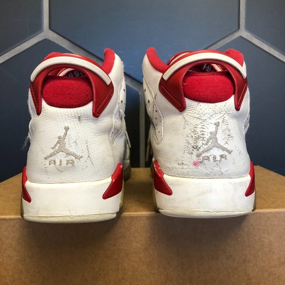 ~Used W/O Box! Youth Nike Air Jordan 6 Alternate Red White Sneakers Size 7Y - Picture 4 of 6
